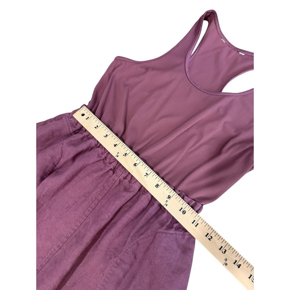Athleta Dress Womens Extra Small Baja Midi Burgundy Linen Racerback Tank Pockets - Picture 10 of 12